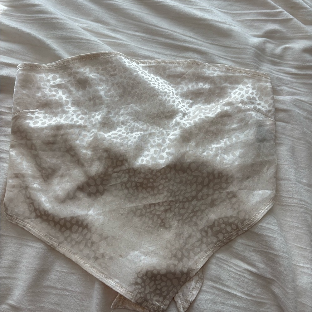 SHEIN Champagne Colored Patterned Bandana Tie Top